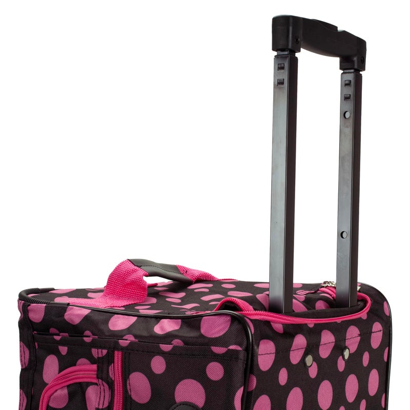 Rockland Rolling Duffel Bag, Black Pink Dot, 22" - Image 3